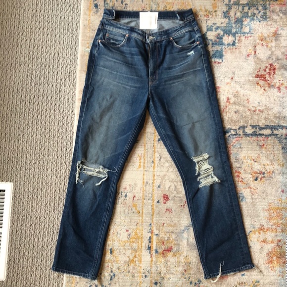 MOTHER Women's Straight Leg Jeans - Dark Blue - Picture 1 of 5